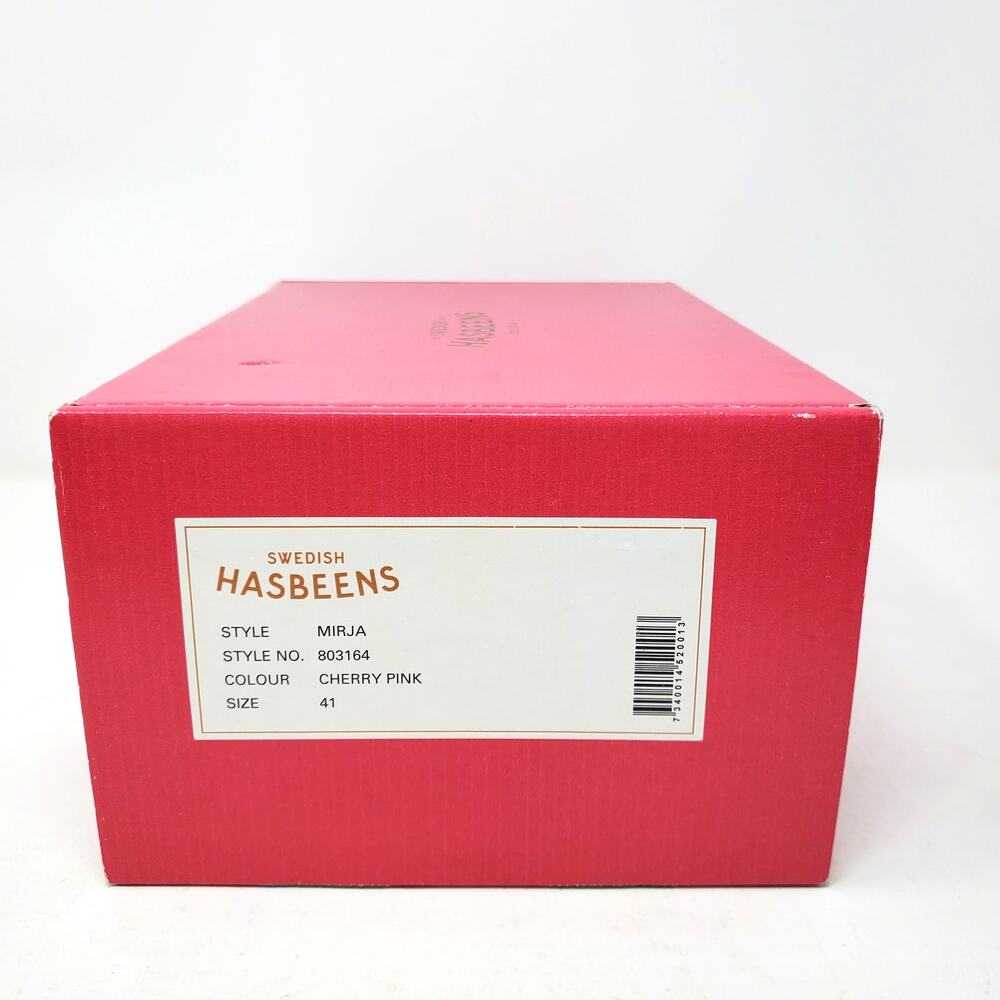 Swedish Hasbeens Mirja Heeled Clog Sandals Strappy Peep Toe Cherry Pink 41 US 11 - Picture 9 of 9